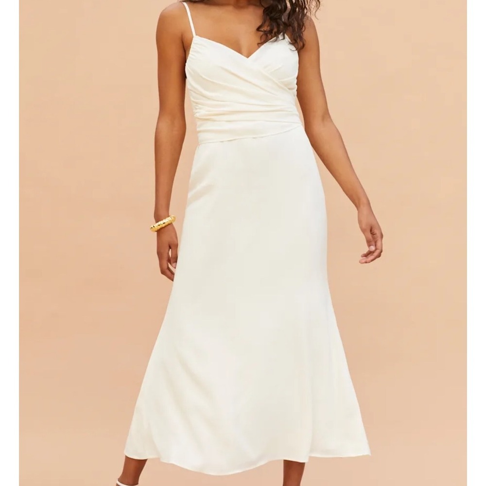 Reformation Cream Midi Slip Dress